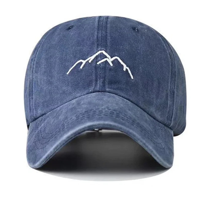 Czapka z daszkiem Unisex Washed Cotton Cap Mountain Embroidery Vintage Baseball Cap Men Women Regulowana Casual Outdoor Streetwear Sports Hat