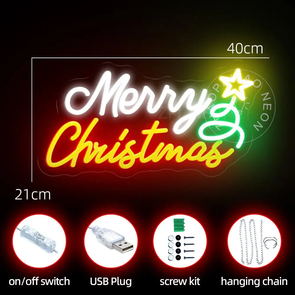 Neon Led Sign Merry Christmas Decoration Room Bedroom House Decor Wall Art Neon Sign Christmas Lights Bar Shop Cafe Restaurant
