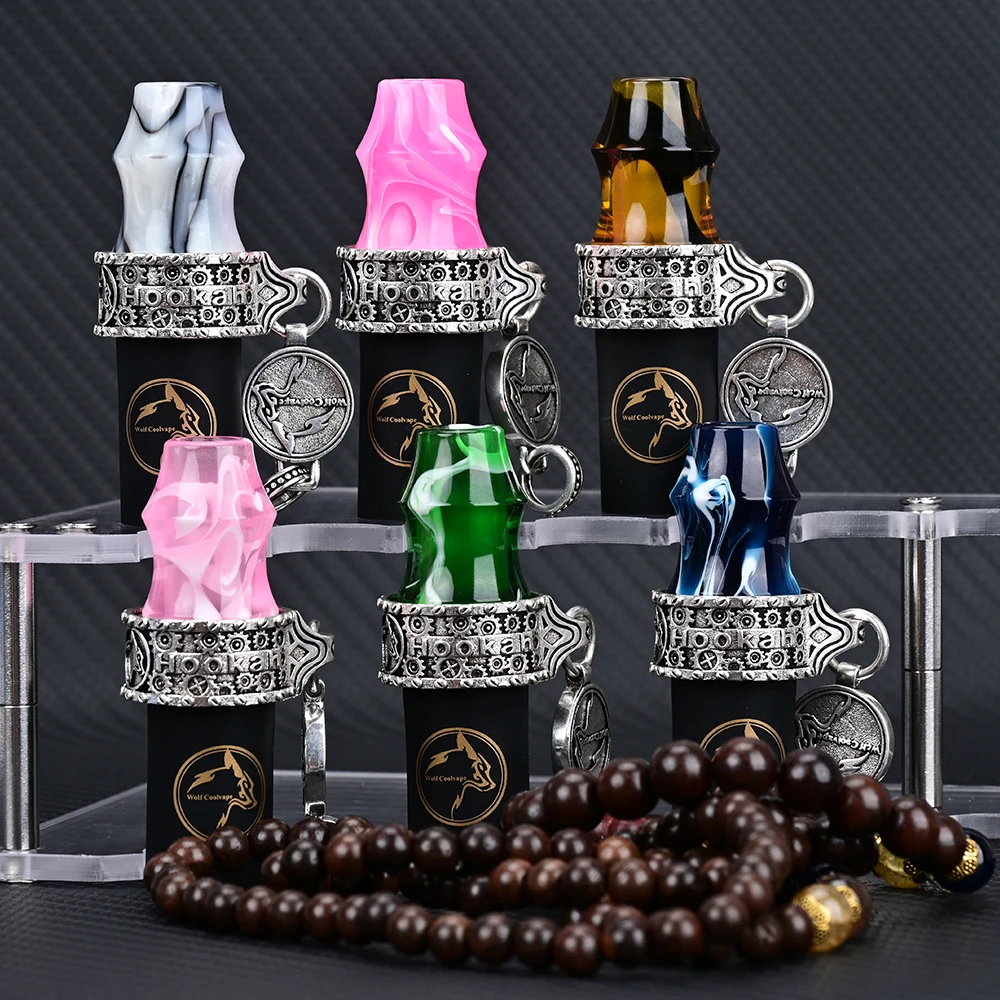 Shisha Water Pipe Accessories Resin Hookah Sheesha Chicha Narguile Silicone Hang Rope Strap Mouth Tips Resin Hookah Mouthpieces