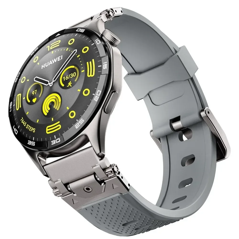 22mm Metal Connector Silicone Band for Huawei Watch GT5/4 46mm Men Sports Strap for HUAWEI WATCH GT5/3pro 46MM Ultimate Bracelet