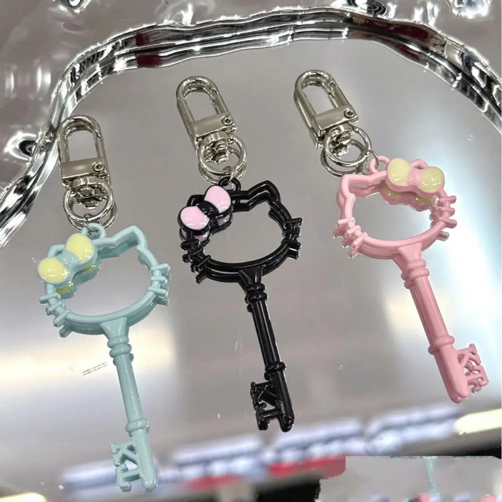 Sanrio Hollow out Hello Kitty alloy Drip glue Key Cartoon Pendant Key buckle Car keys Bag decorate Children Toys Holiday gifts