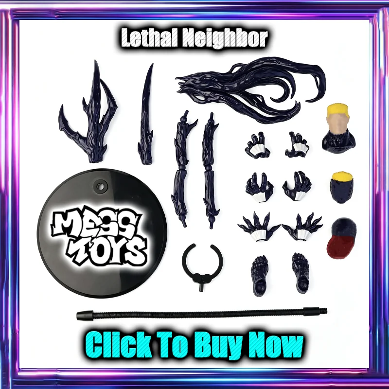 W magazynie: Zabawki Mess Toys, Lethal Neighbor, zestaw akcesoriów filmowych Messtoys, czarny kombinezon, figurka akcji anime Symbiotic, modele, prezenty, zabawki.