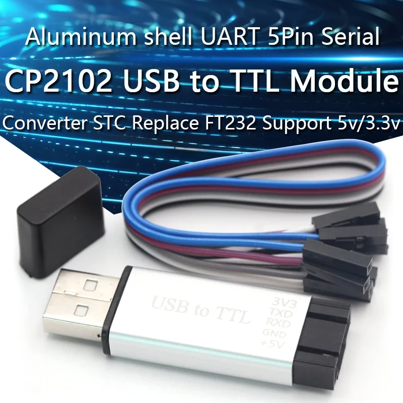 Aluminum shell CP2102 USB 2.0 to TTL UART Module 5Pin Serial Converter STC Replace FT232 Module support 5v/3.3v