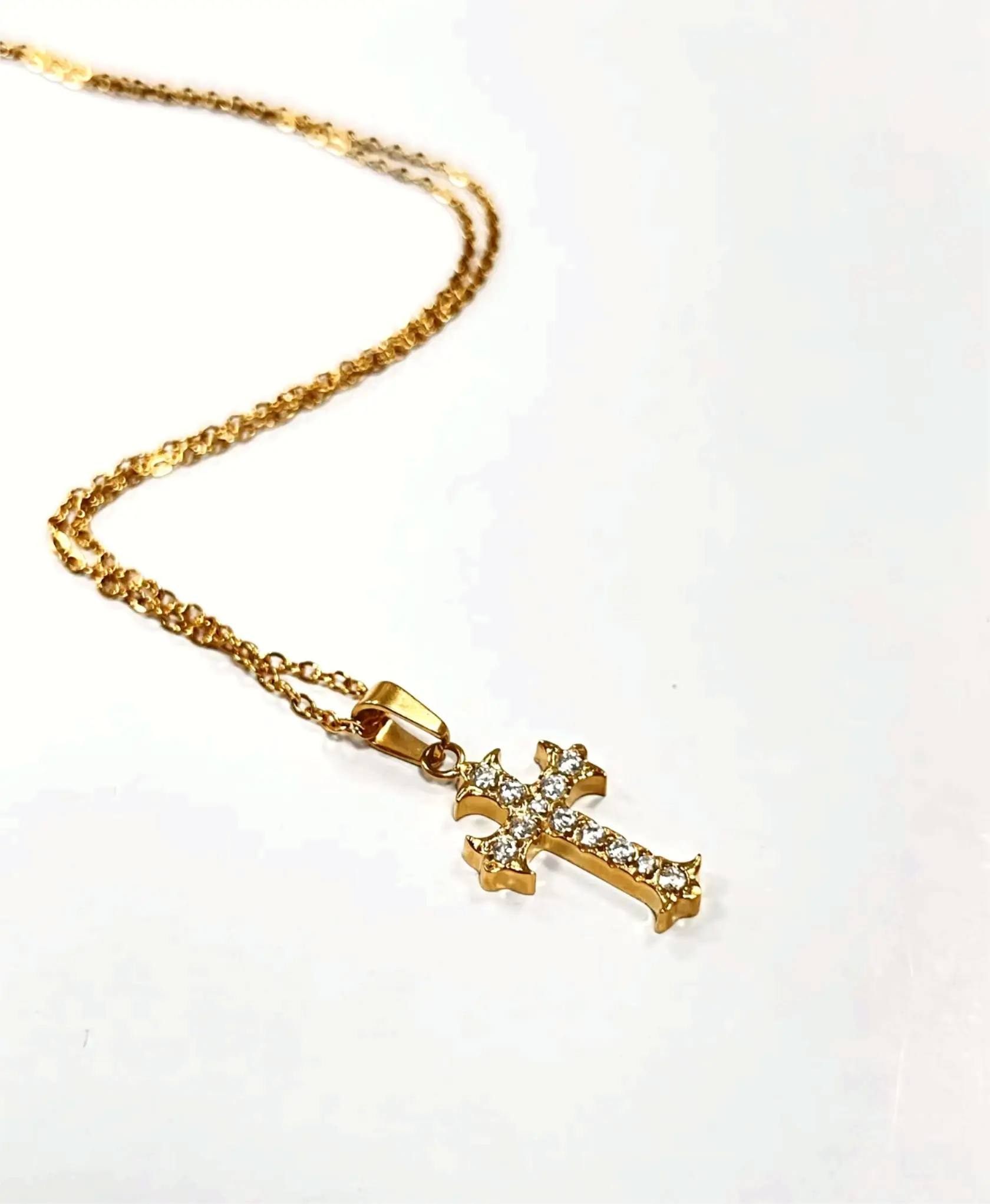 DICAYLUN Cross Diamond Custom Pendant Necklace Fashion  Jewelry Vintage Men'S Gold Stainless Steel Necklace