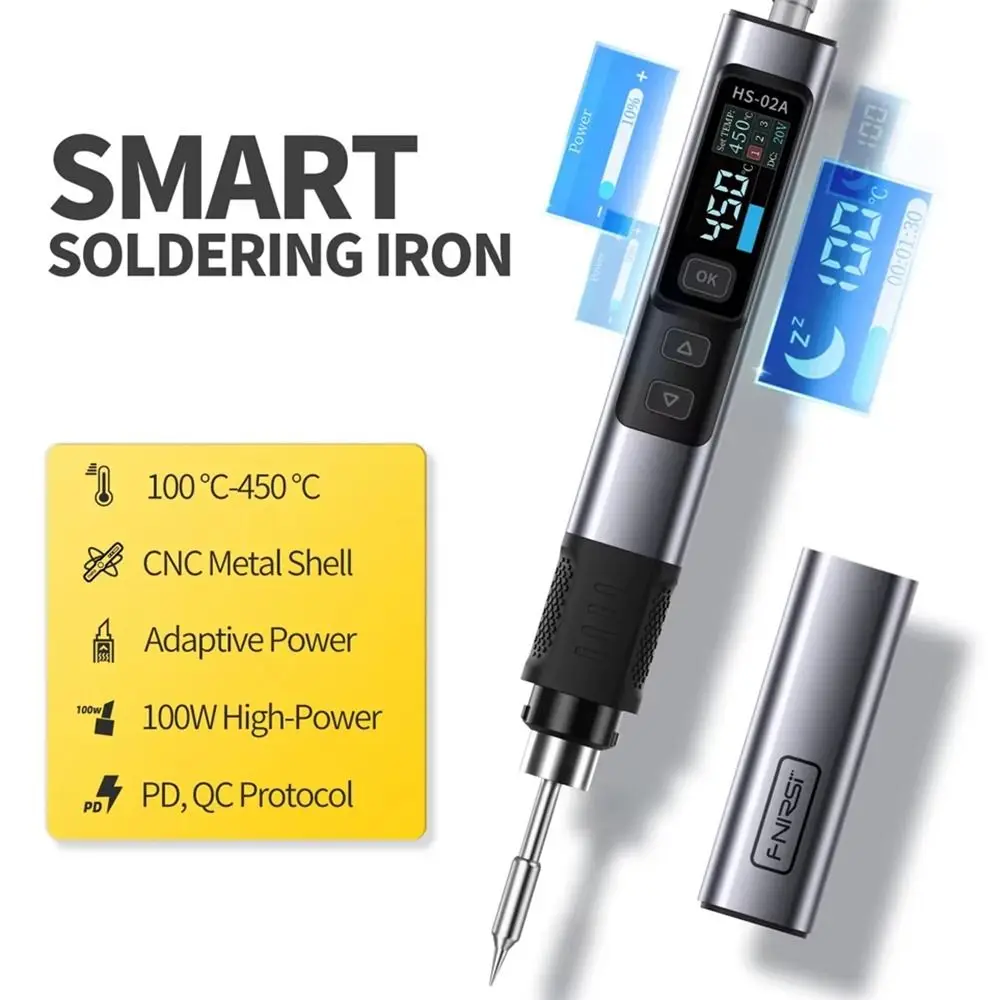 

Precision Temperature Control Portable Soldering Iron Kit HS-02A Smart Sleep Mini Power Supply Repair Tool Adjustable