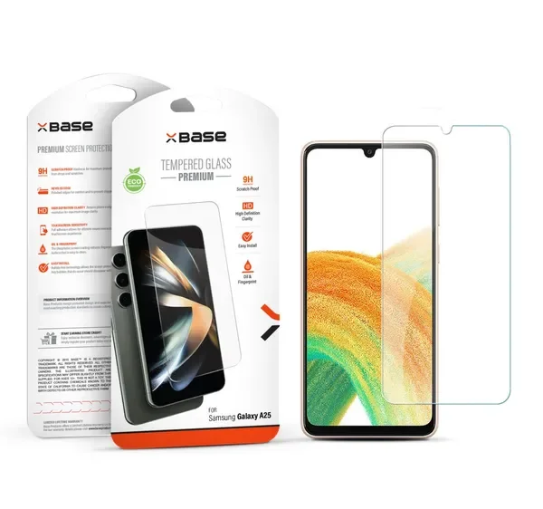Premium Tempered Glass Screen Protector for Samsung Galaxy A25 — HD Clarity Anti-Fingerprint Coating Seamless Touch Response Scr