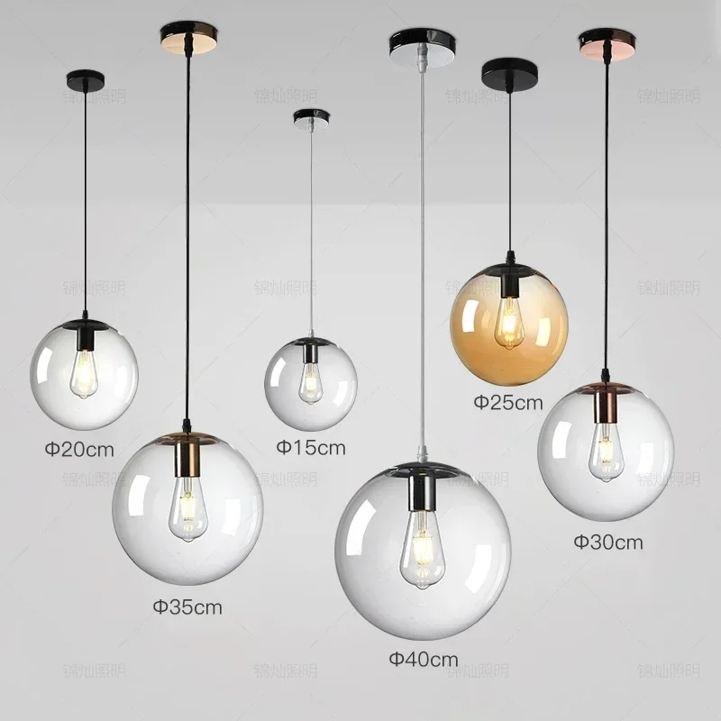 

Nordic Simple Spherical Transparent Glass Single-headed Spherical Bubble Creative Restaurant Store Bar Shopping Mall Chandelier