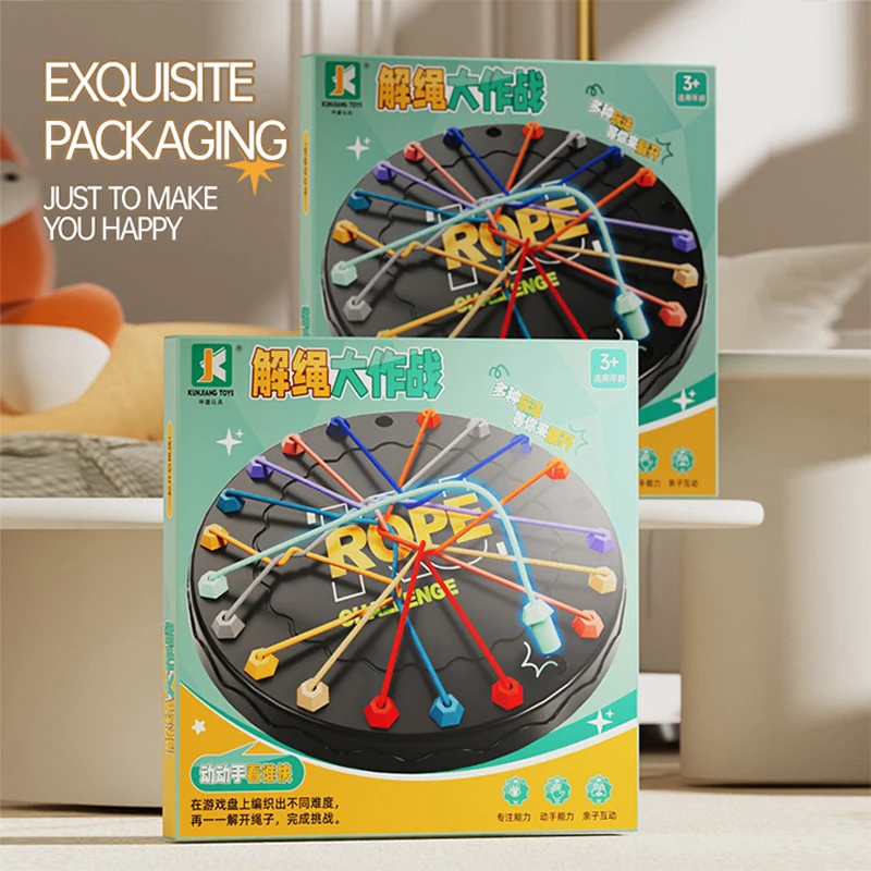 Kid Rope Knots Puzzle Social Board Game Color Line Twisted Connected Ropes Sorting Logic Thinking  Table Game Developmental Toys