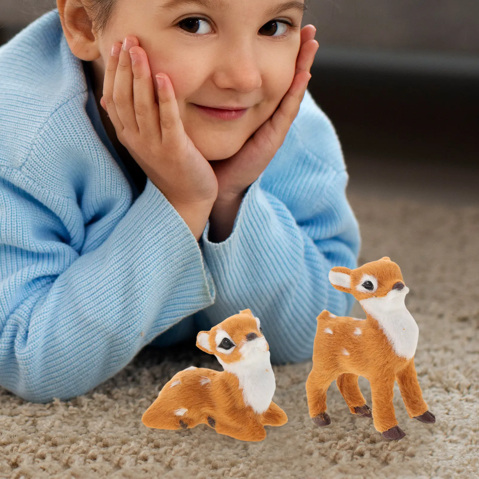 ตุ๊กตาสัตว์รูปกวางน่ารัก 2 ชิ้น: รูปทรงลูกกวางสมจริงพร้อมผ้าเนื้อนุ่มสำหรับกอดตลอดปี, งีบหลับในห้องเรียน, งานเฉลิมฉลองวันหยุด