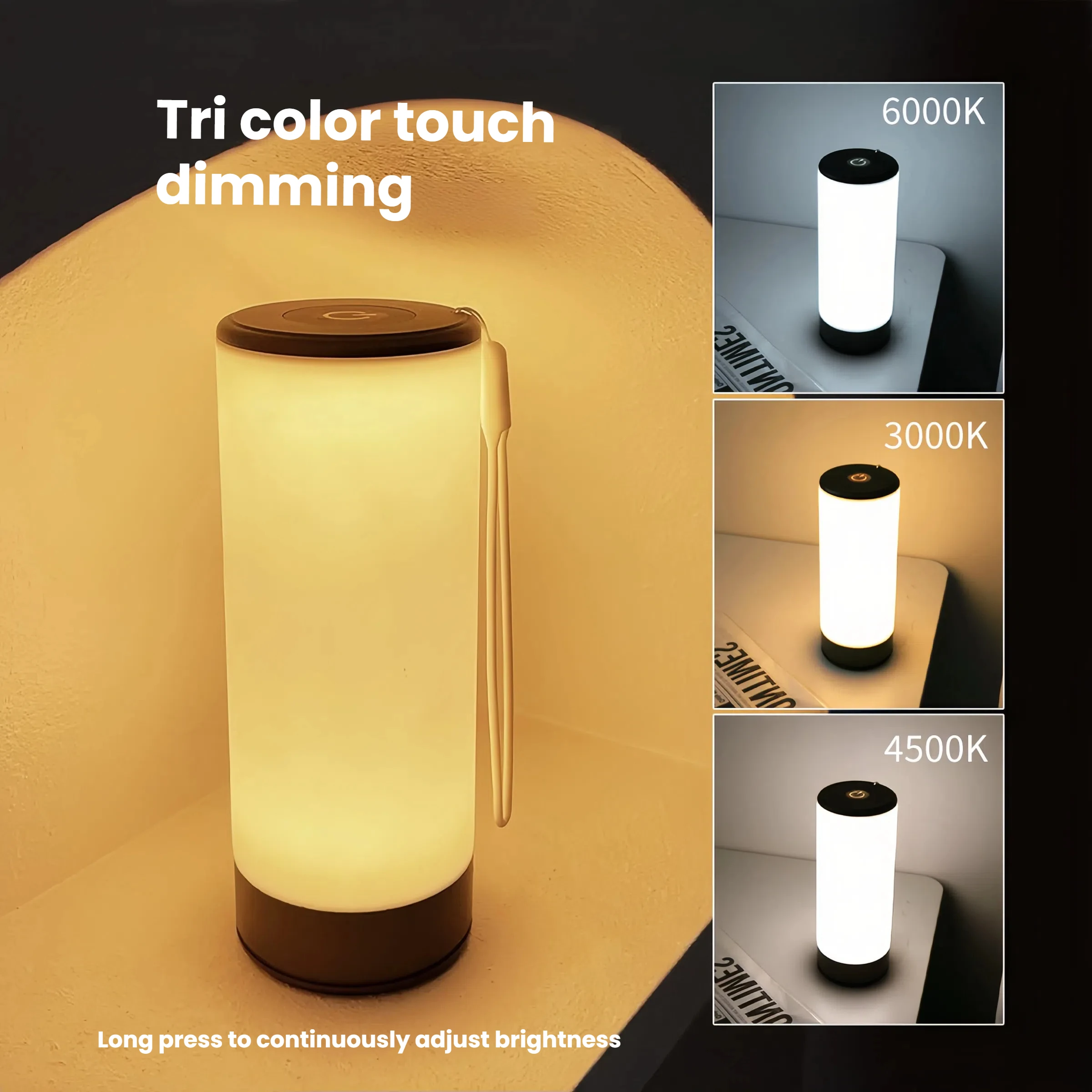 

Camping Night Light Touch Lamp with Rechargeable 2000mAh Battery Portable Table Bedside Lamp for Bedroom, Living Room and More