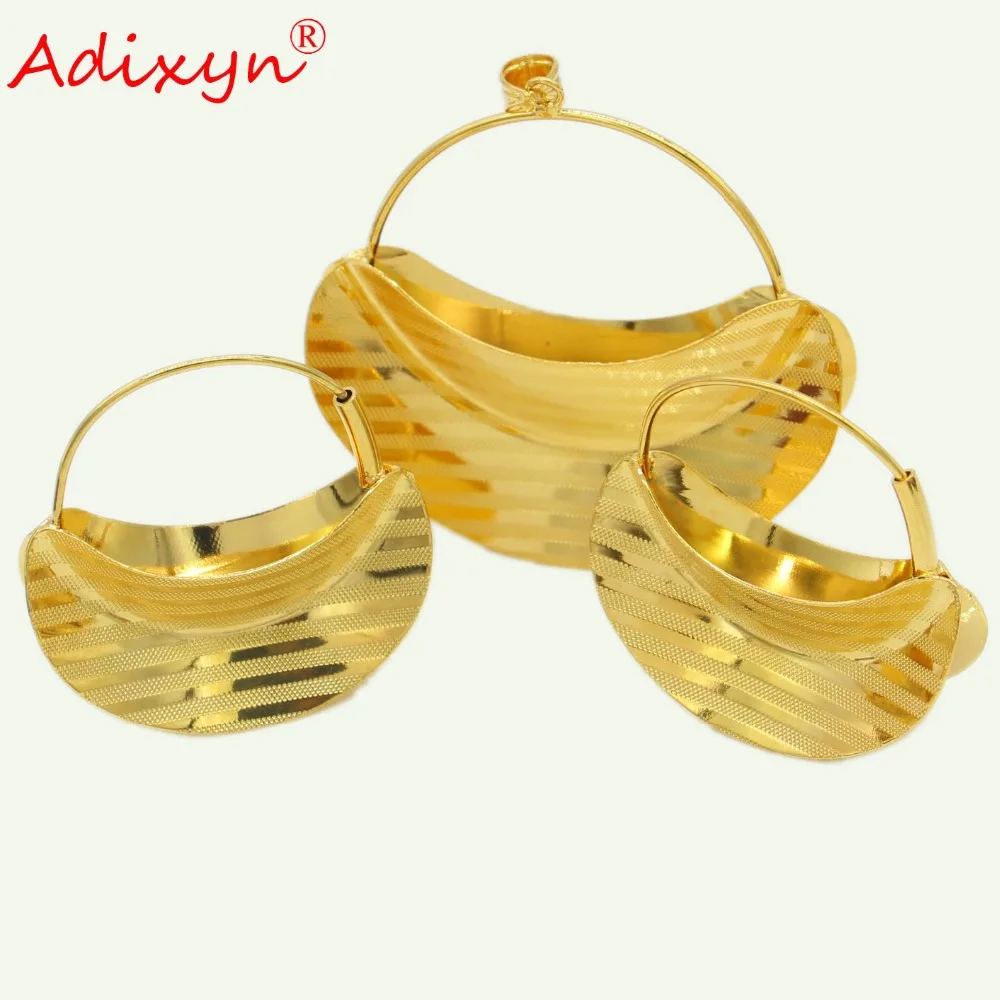 Adixyn PNG Hyperbole Bag Necklace/Earrings/Pendant Jewelry Set For Women Gold Color/Copper African/Ethiopian Party Gifts N11012