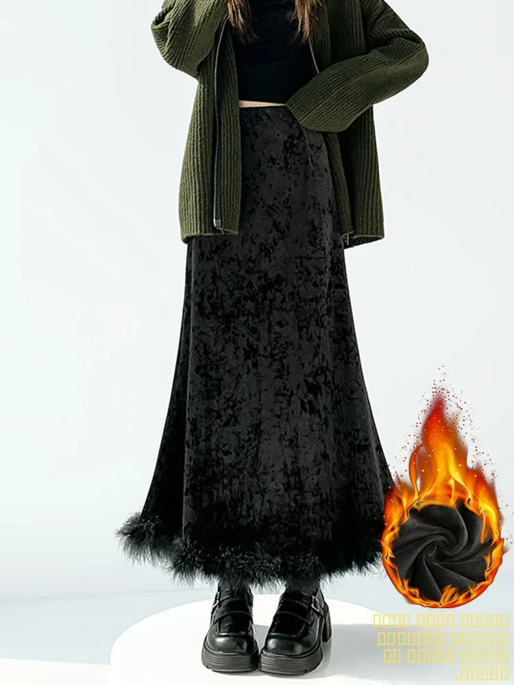 

Faionable High Waist Fce Lined Fi Tail Skirt Women's Autumn Winter New Sle Slimming Drapey Wrap Skirt Commute Korean...