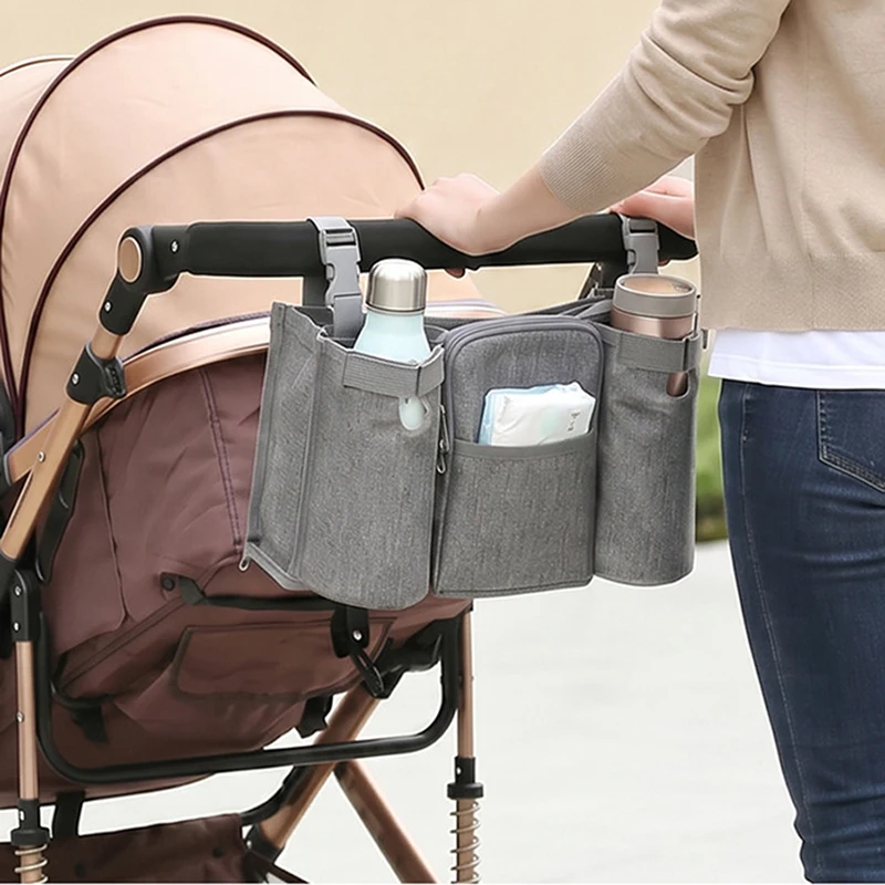 Waterproof Baby Stroller Organizer Diaper Bag Large Capacity Universal Hanging Bag for Bottles Phone
