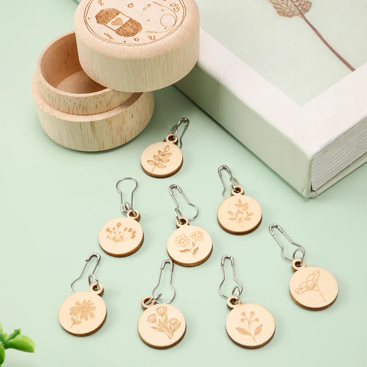 Multi-pieceSewing Tools Wooden Counter Knitting Tools DIY Craft Buckle Needle Clip Buckle  Counter Marker Knitting Tools