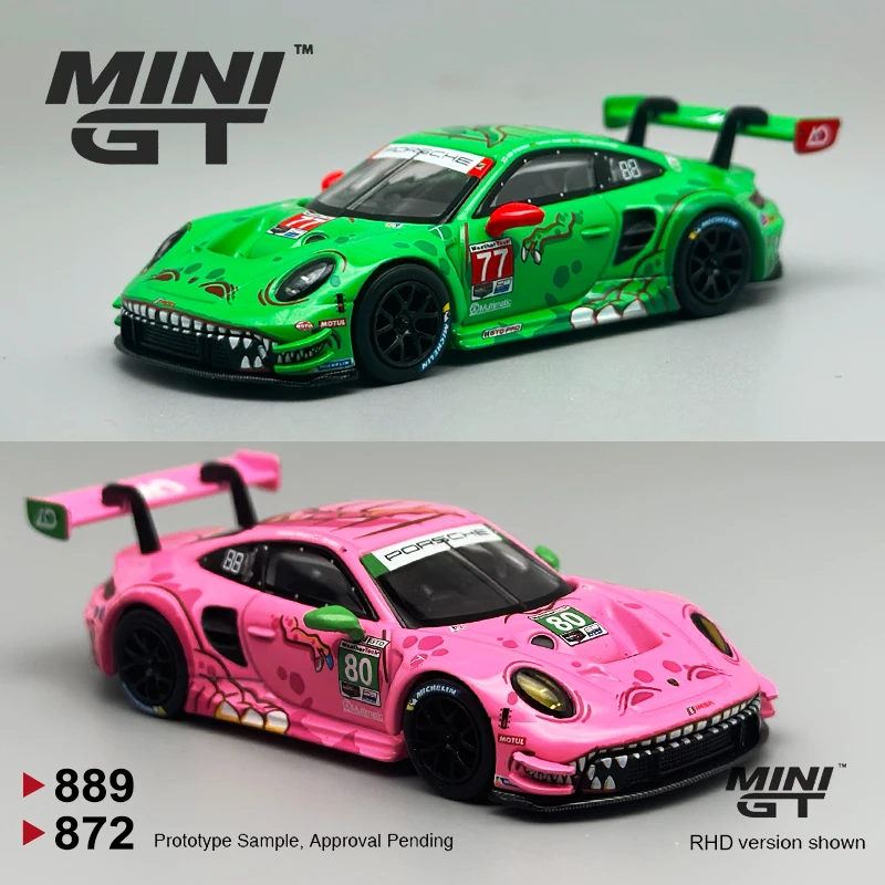 مينيجت 1:64 بورش 911 GT3 R # 80 # 77 AO Racing 2023 IMSA VIRginia Roxy MGT سبيكة سيارة موديل 872 889