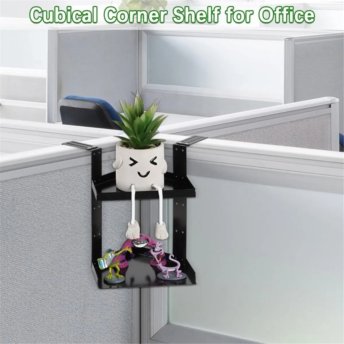 A67T NEW  Cubicle Shelf Cubicle Storage Organizer Cubicle Accessories Height Adjustable Cubicle Corner Shelf with Hooks