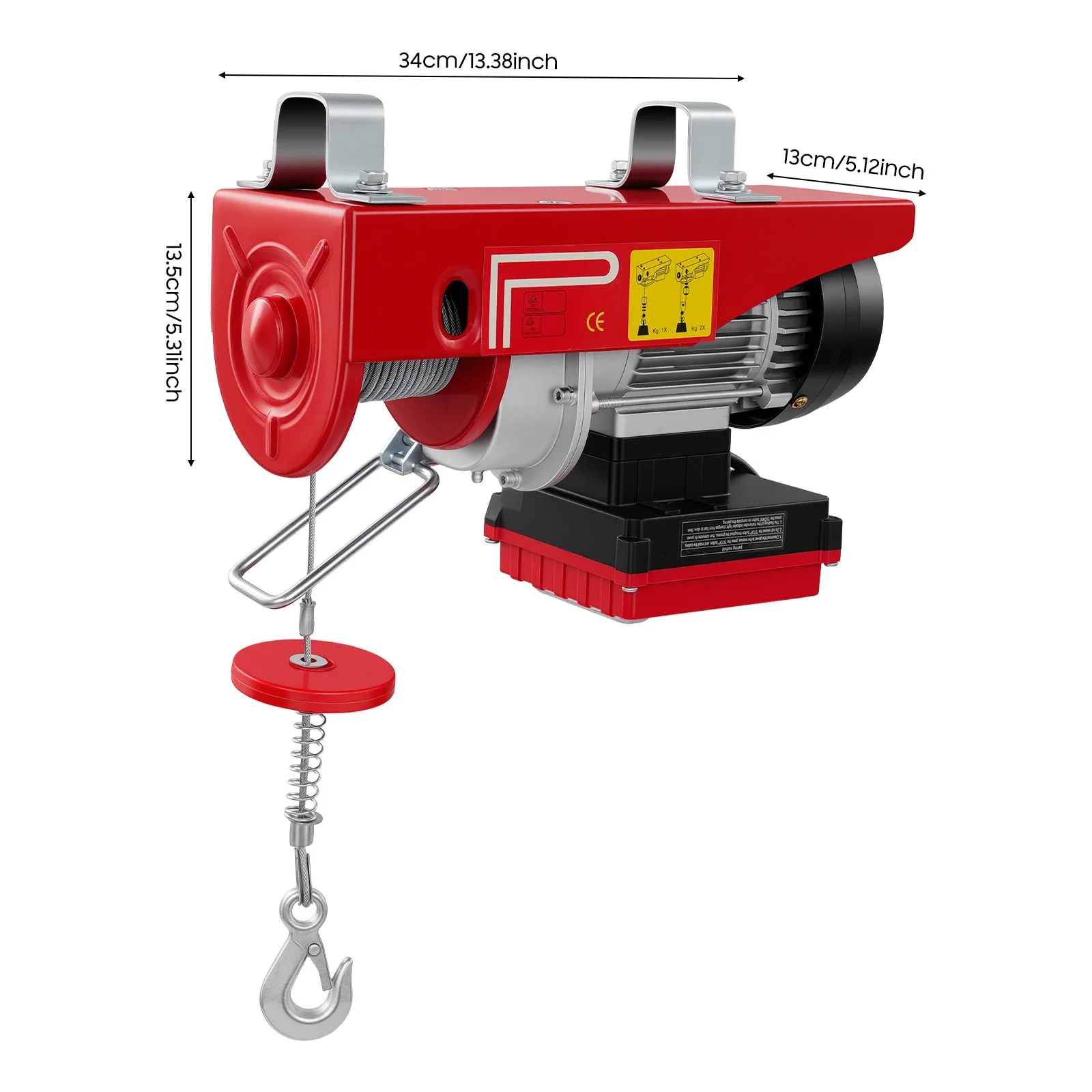 Elektrische takel, 550W draadloze afstandsbediening met 250 kg capaciteit, dubbele kabelhefmodi, voor magazijn, garage en constructie - afbeelding 1