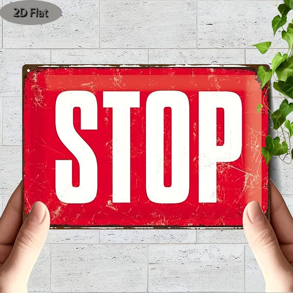 Vintage Stop Traffic Metal Sign Iron 8x12 Inch Retro Wall Decor Plaque Tin Plate For Garage Club