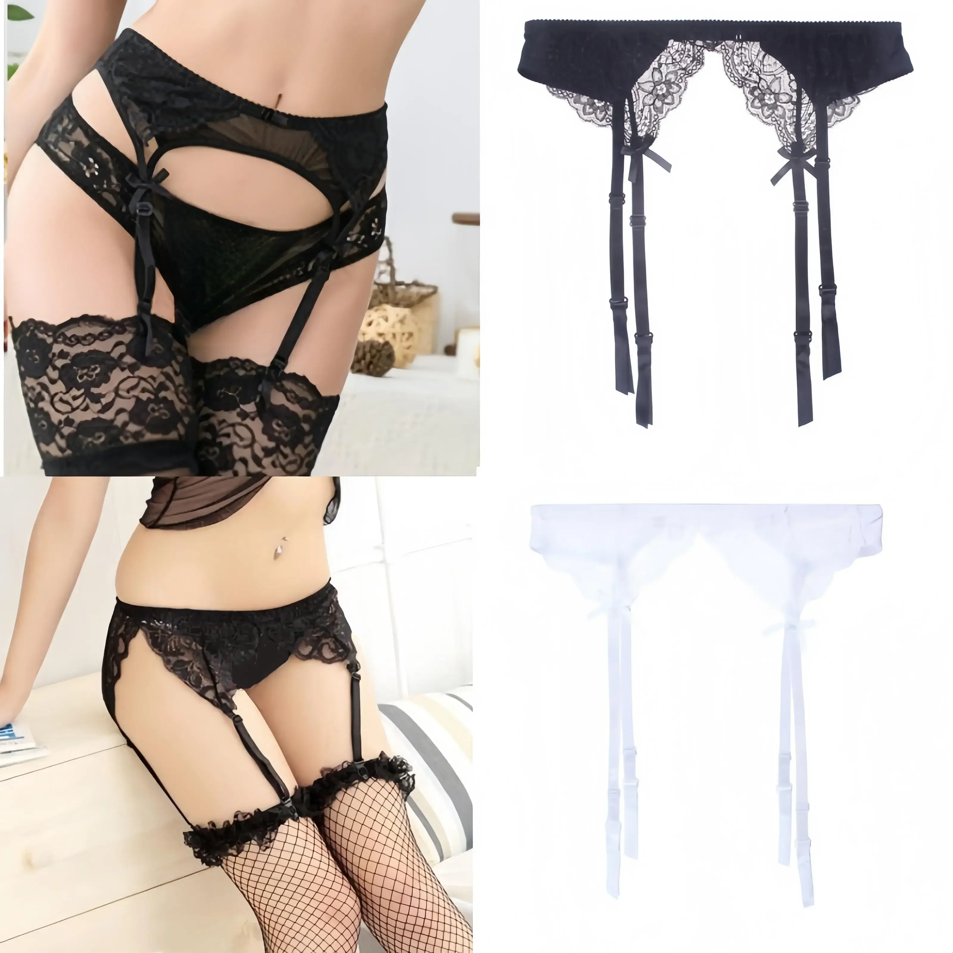

Women Mesh Suspender Garter Belt Lace Non-slip Back Buckle Ladies Garter Belt for Thigh High Stockings Plus Size