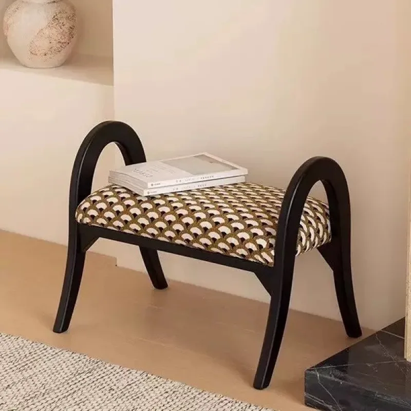Shoe changing stool Solid wood home stool Retro style sofa chair