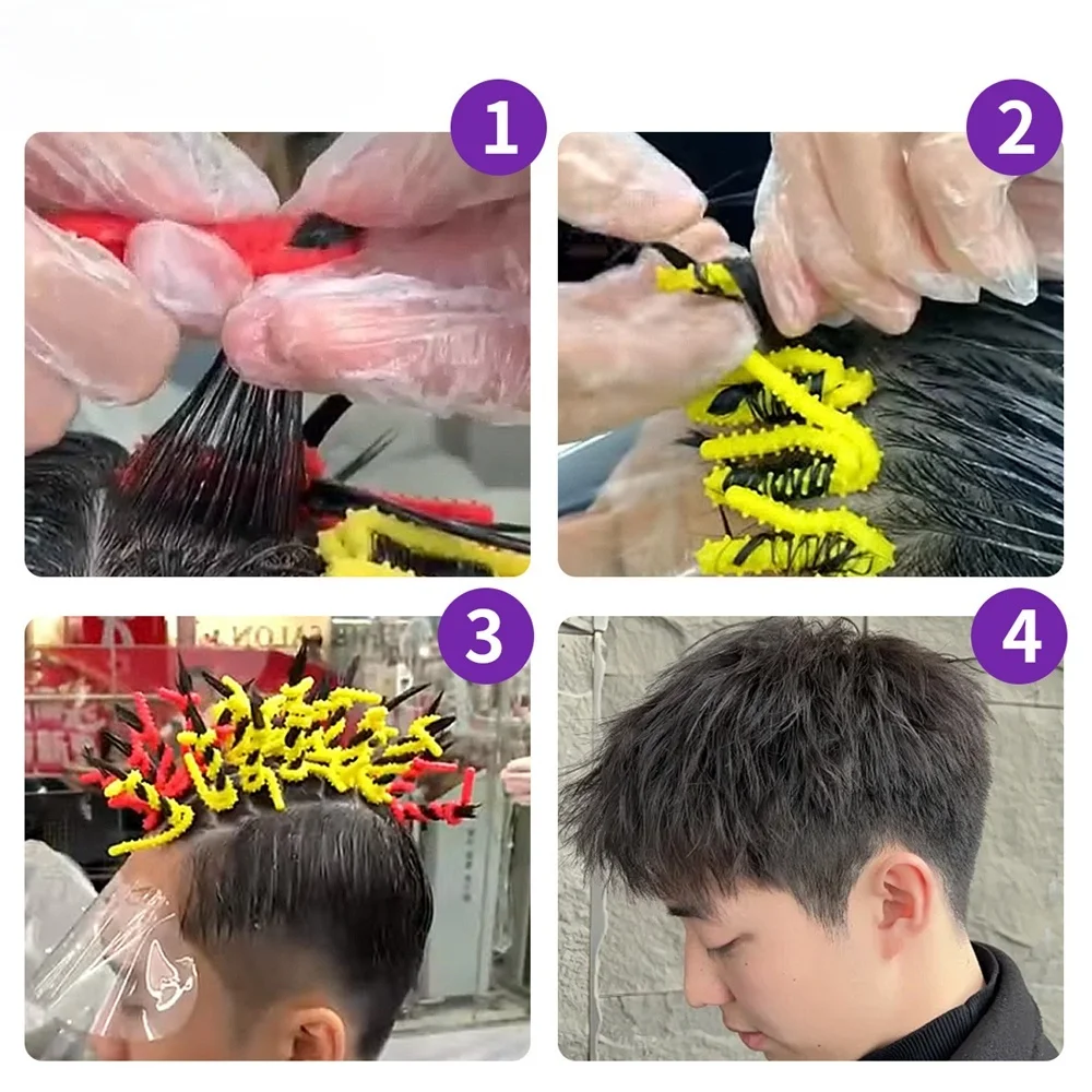 10pcs/bag Silicone Fireworks Bars Spiral Hair Perm Rods Twist Hair Styling Sticks Soft Rubber Hair Twist Short Hair Wavy Curls
