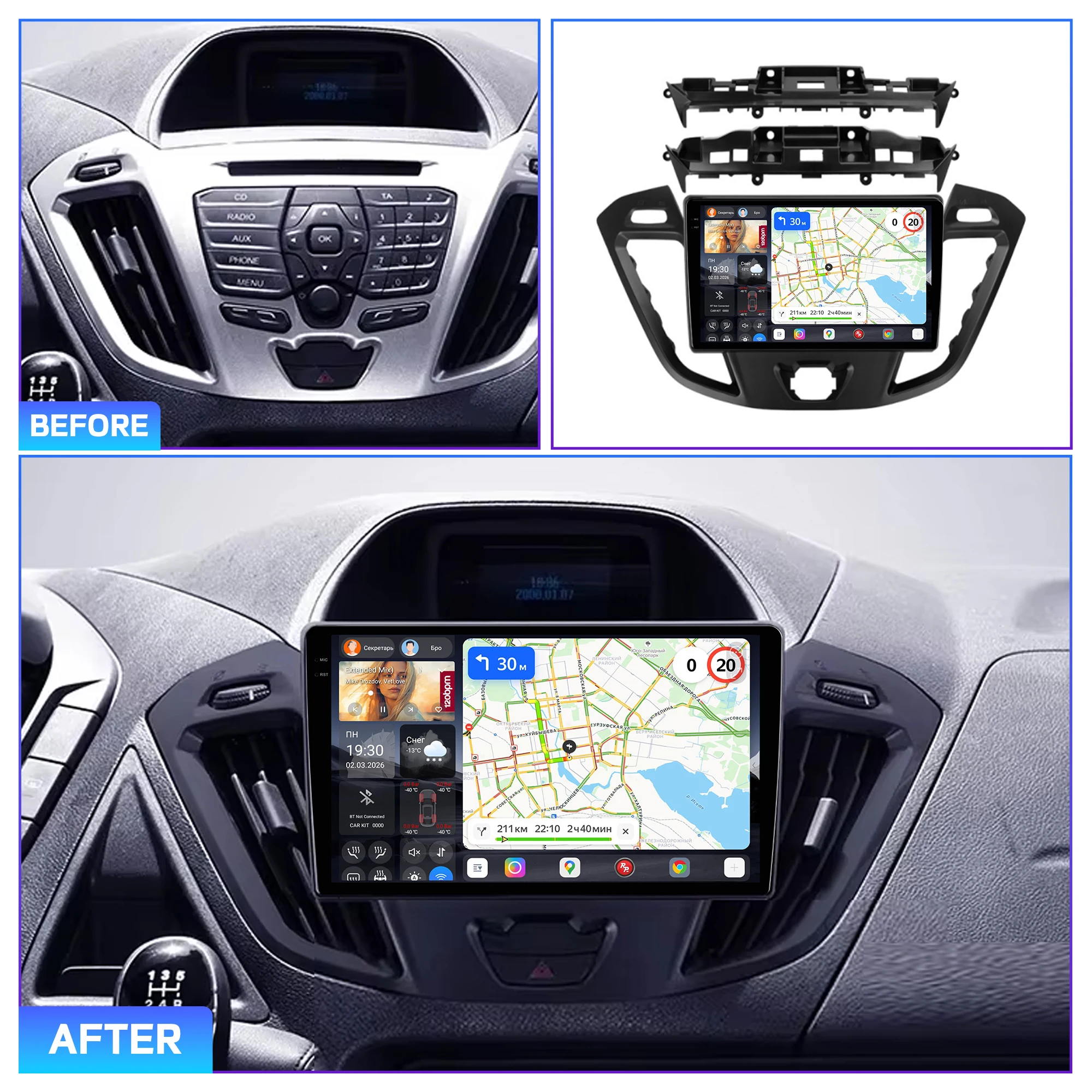 Redpower Katana 120W X 6CH Android Car Radio Player Screen for Ford Tourneo Custom 1 I Transit 2012-2021 CarPlay Bluetooth Hi-Fi