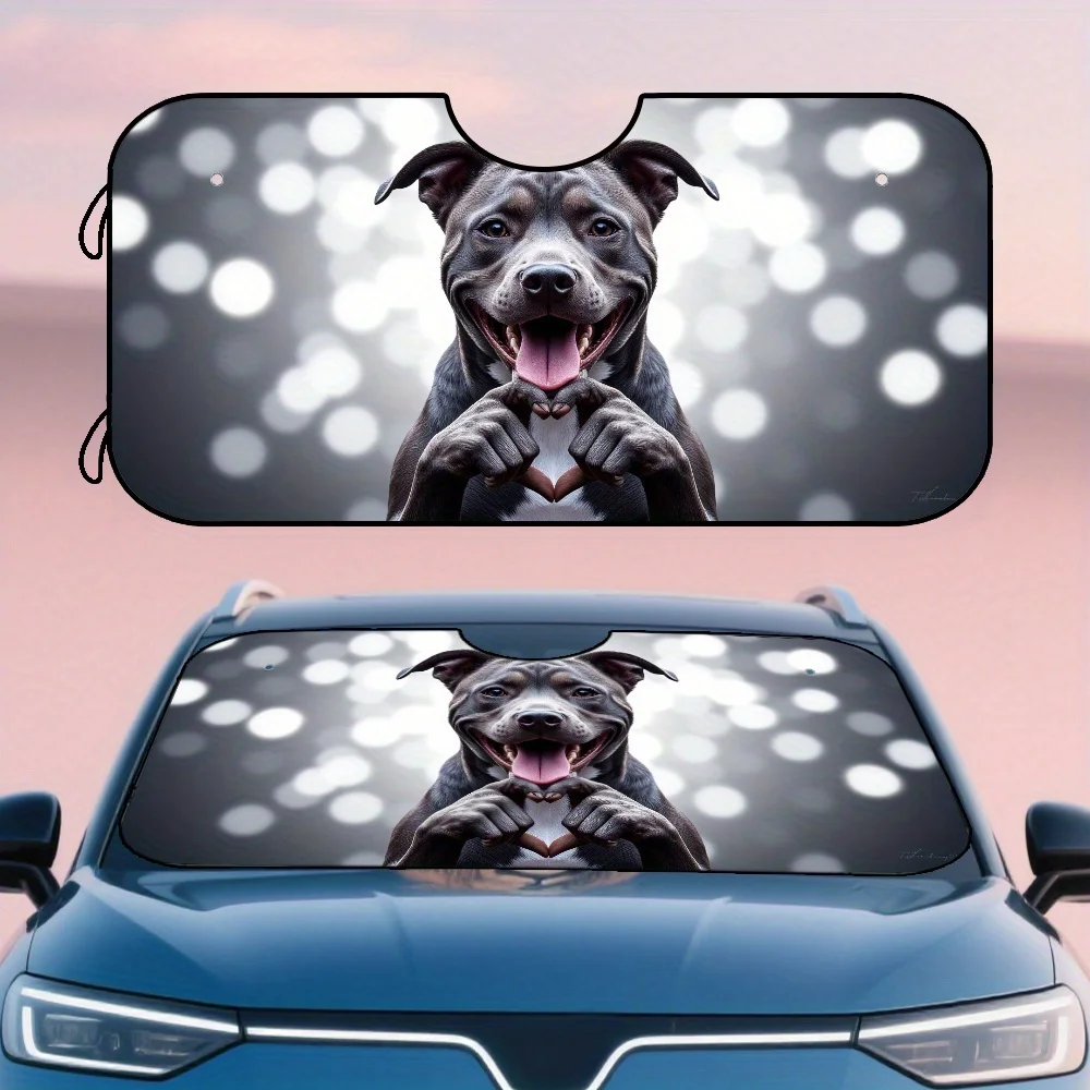 

1 шт., симпатичный автомобильный солнцезащитный козырек в форме сердца с ручной росписью в виде питбуля, складной солнцезащитный чехол, простой дизайн и эффективное использование.