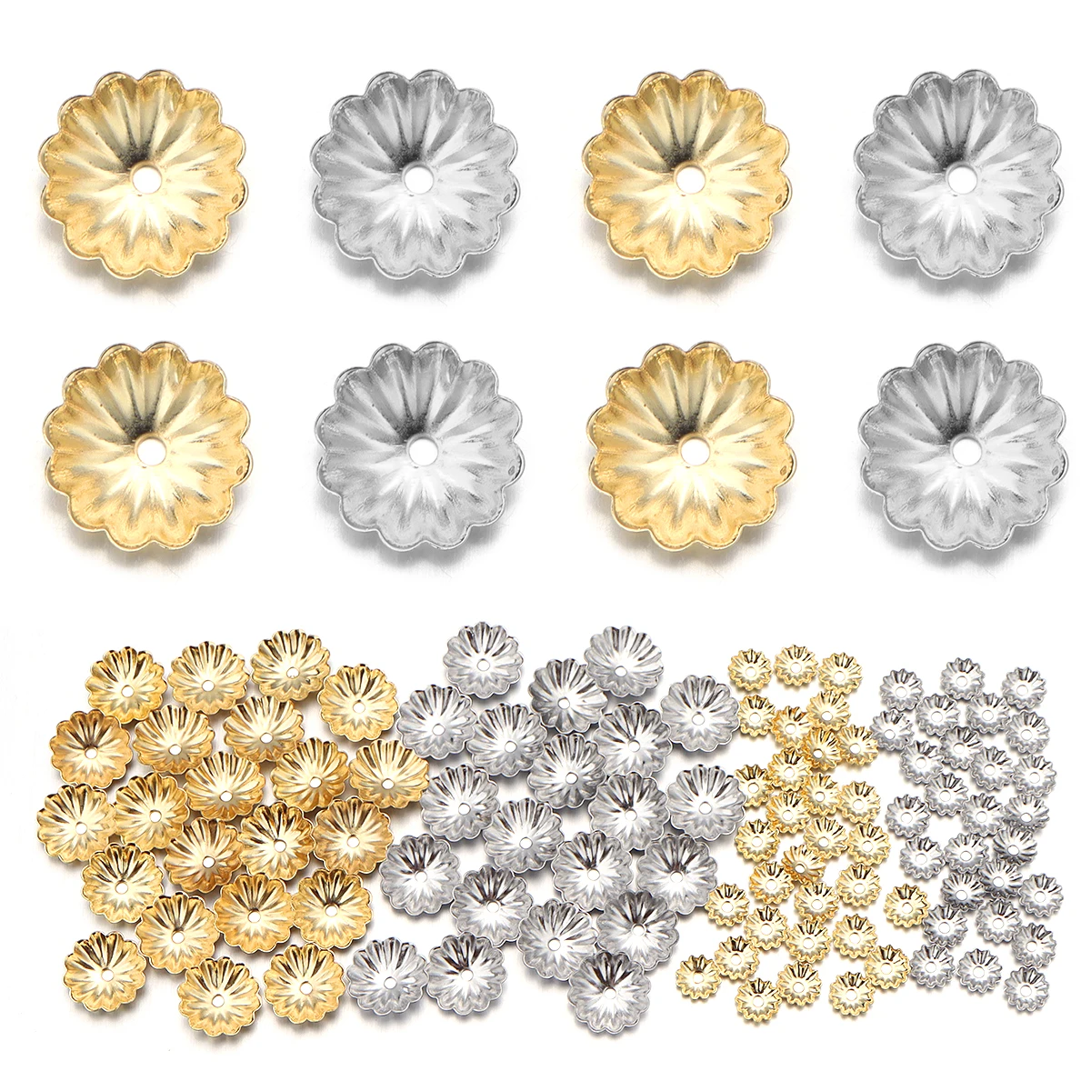 

30/50/100Pcs Stainless Steel Flower Bead End Caps for Jewelry Making Needlework Spacer Bead Caps DIY Accessories