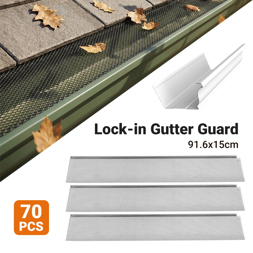 

70 шт. Защитные сетки для водосточных желобов из нержавеющей стали, микросетка, 6 дюймов x 210 футов, для защиты от листьев на подъездных путях и в садах