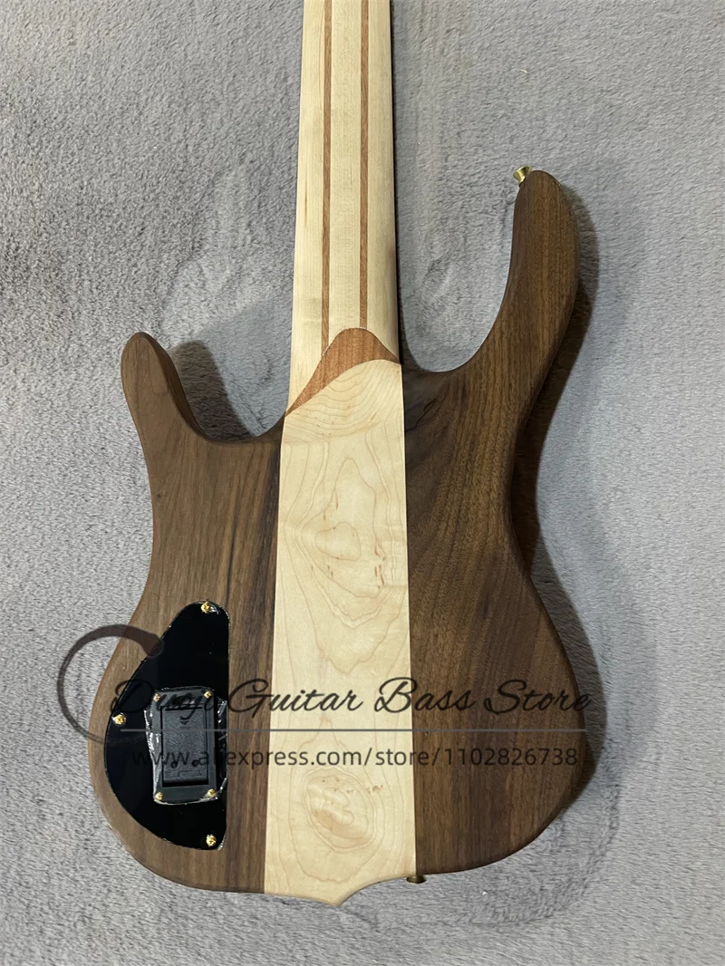 6 Strings Electric Bass Guitar Maple Neck Though Walnut Body Rosewood Fingerboard Gold Hardware customization