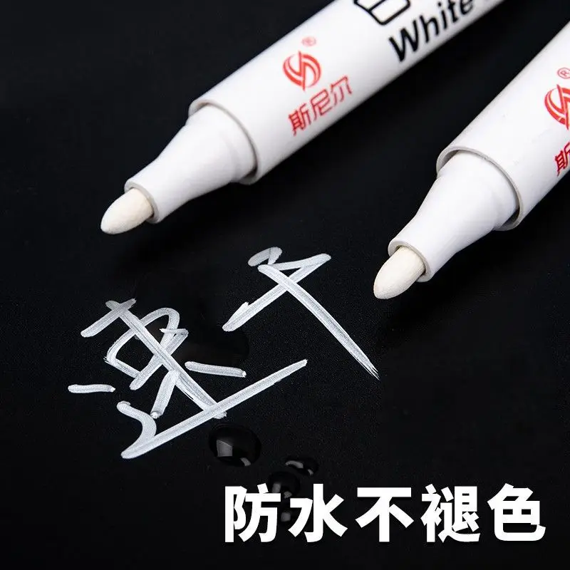 20pcs Oily White Marker Pen Quick Drying Big Head Construction Site Carpentry 2.0mm Use For Carton, Metal, Plastic Woodworking