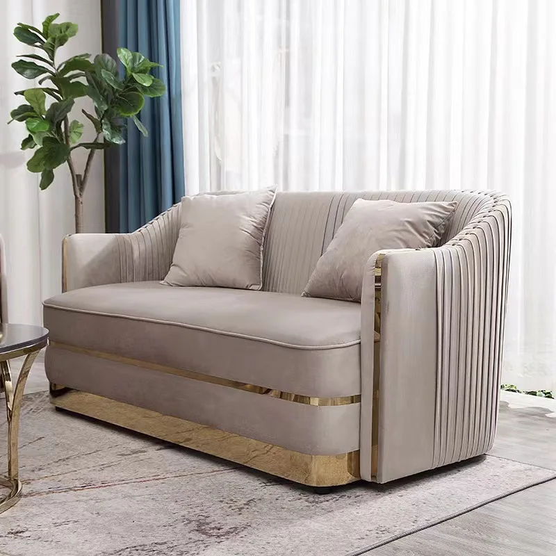 

Hong Kong-style light luxury clothing store hotel lobby reception room living room fabric double sofa large apartment model room