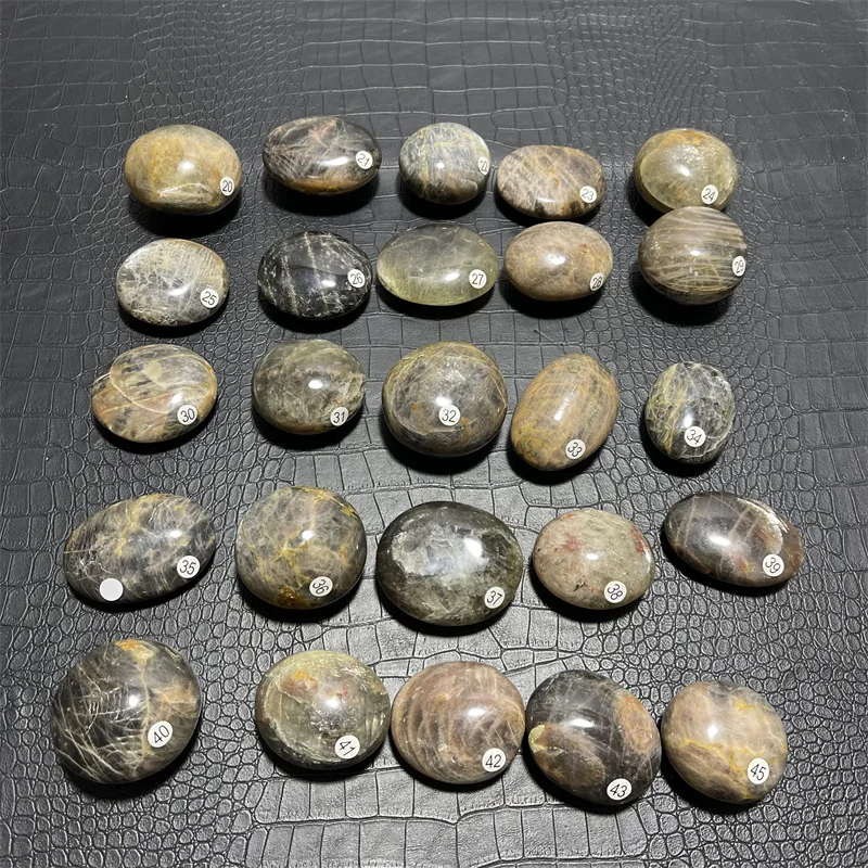 High Quality Natural Black Moonstone Palm Stone Tumbled Stones crystal healing Reiki