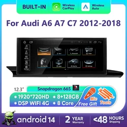 For Audi A6 A7 C7 Android 14 Car Radio Multimedia mp3 Player IPS Carplay Screen Stereo 4G GPS Navigation WIFI Head Unit
