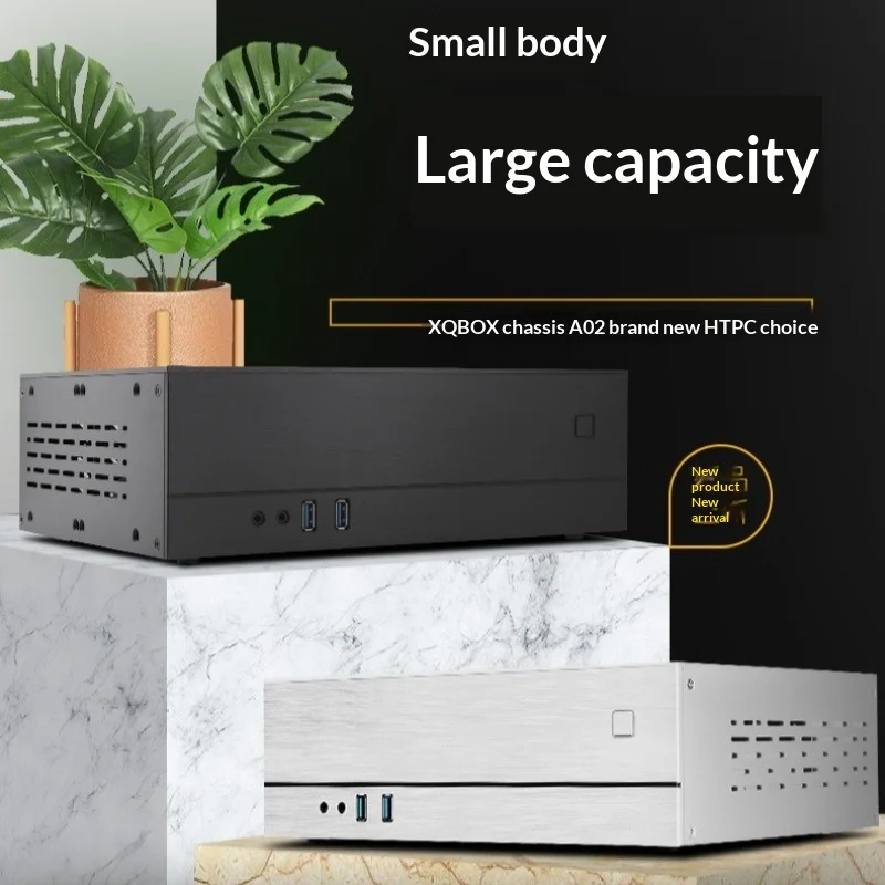 

XQBOX A02 HTPC Case - 285x210x93mm, Supports 17x22.6cm MB, 1U PSU, Half‑Height GPU, 4mm Aluminum Front Panel