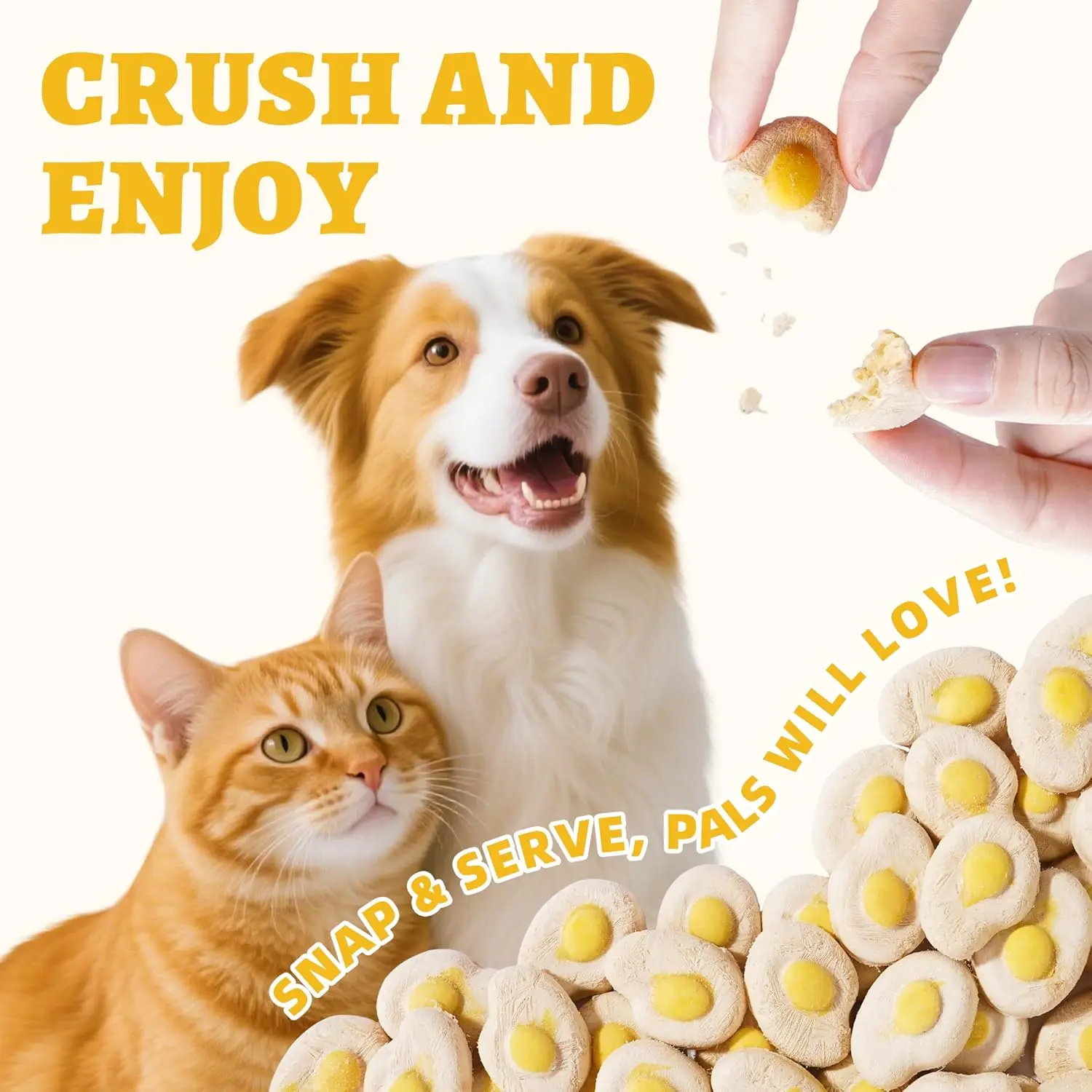 

Лакомства для домашних животных из сублимированных яиц и курицы – 50 г, вкусные, для собак и кошек