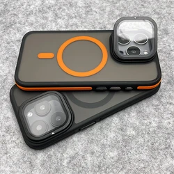 Glass Lens Protection Stand For Magsafe Case For iPhone 17 16 14 13 12 11 15 Pro Max Plus Matte Magnetic Shockproof Bumper Cover
