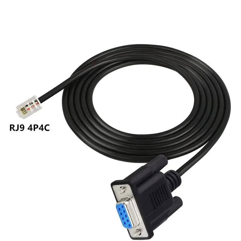 DB9 to RJ9 อะแดปเตอร์ 4P4C โทรศัพท์คริสตัล Com Pin Serial Port RS232 สายเชื่อมต่อสัญญาณสาย 1.8m