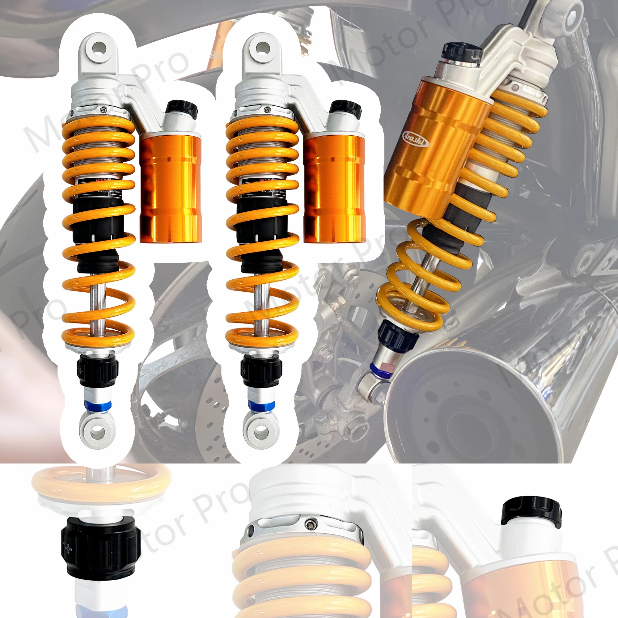 13''/330mm Adjustable Nitrogen Charged Rear Shock Absorbers For Yamaha XJR400 1993-2015 VMAX 1200 1985-2005 Motorcycle Scooter