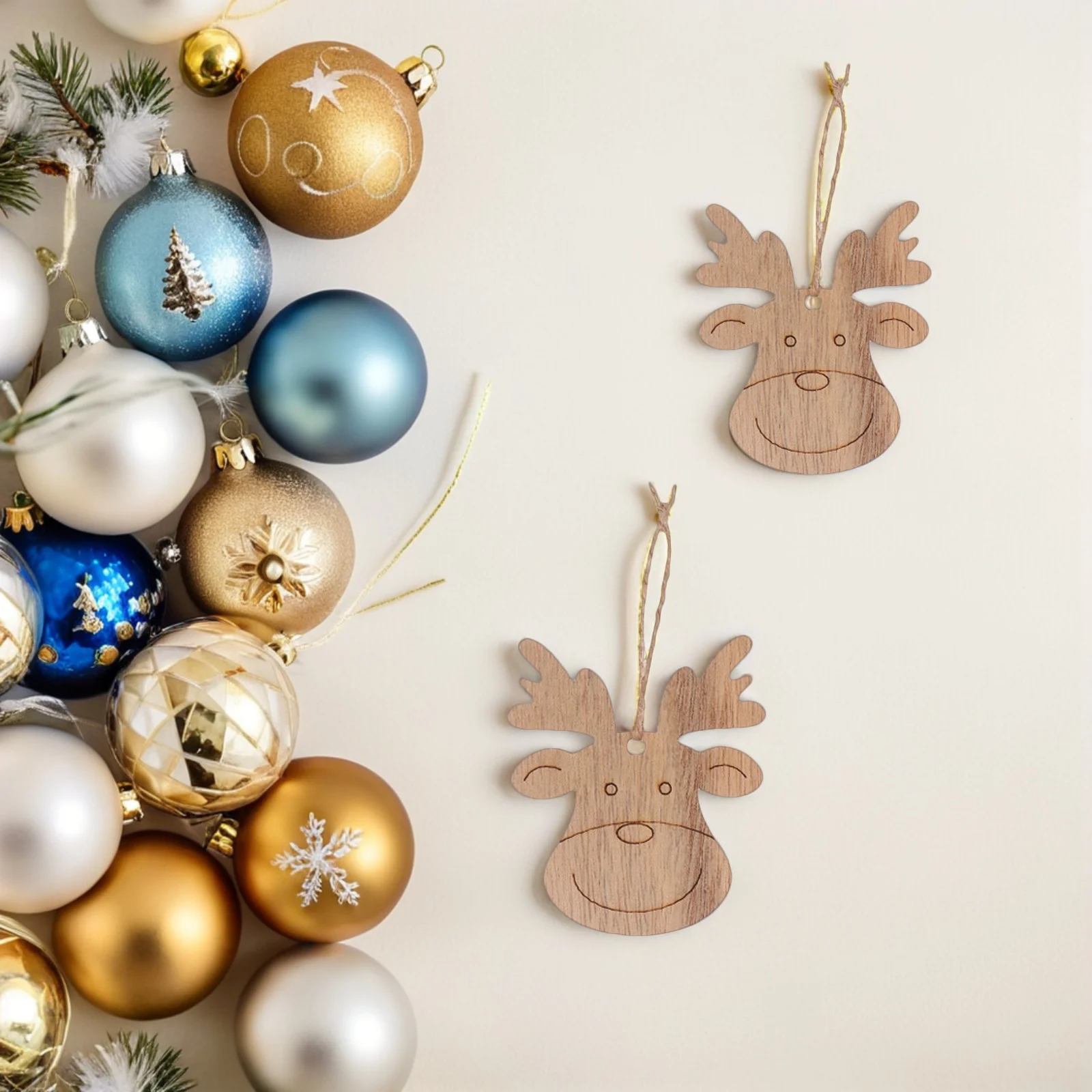 

20pcs Reindeer Wood Chips Elk Slice DIY Craft for Kids Graffiti Decoration Xmas Tree Party Handmade Ornament Set