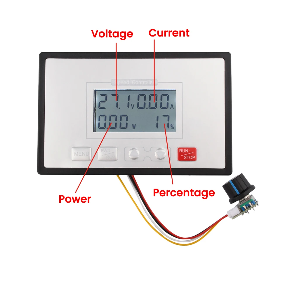 

12V 24V 36V 48V 40A Adjustable PWM DC Motor Speed Controller LCD Digital Display 0~100% Timing Speed Governor with Knob Control