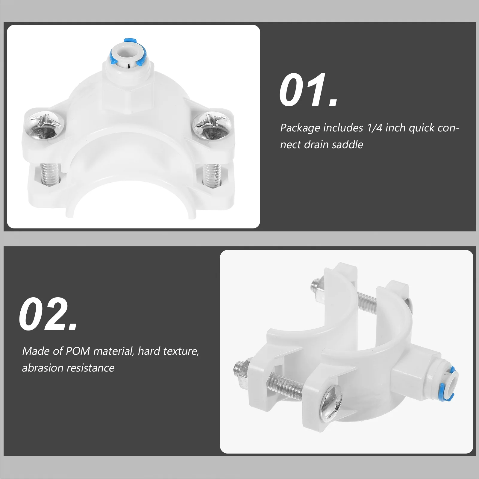 Drain Saddle for Under Sink Water Filtration System and Reverse Osmosis POM Drain Saddle Clamp POM Drain Saddle Valve