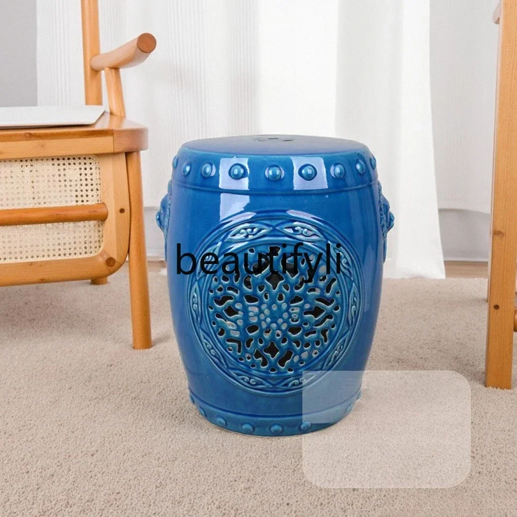 6239Ceramic Drum Stool Sitting Cushion Soft Decorative Porcelain Stool Side Table Corner Table Embroidered Stool