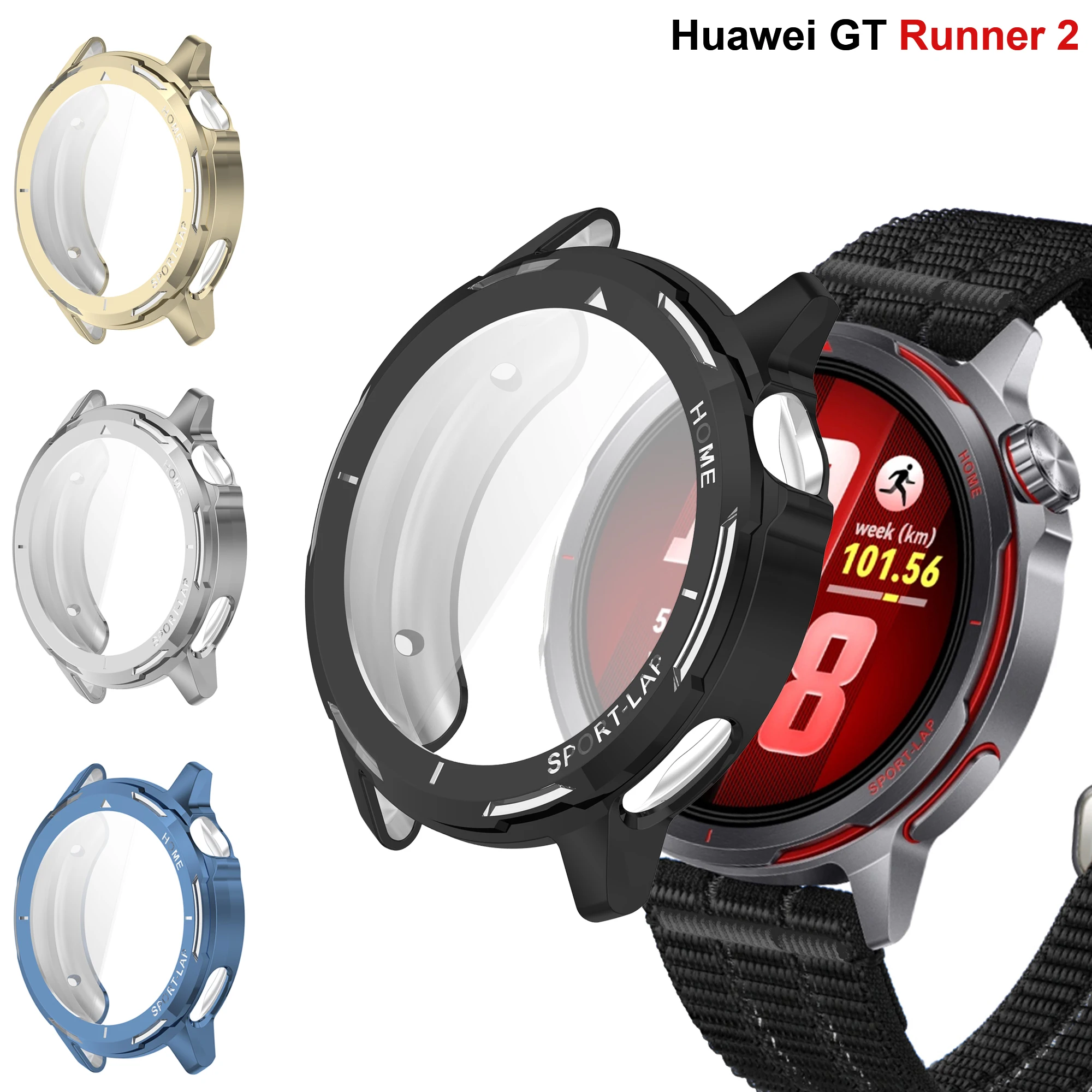 TPU Case For Huawei Watch GT Runner 2 Clear Protector Full Screen Protection Soft Cover Shock-Resista SmartWatch Accessories