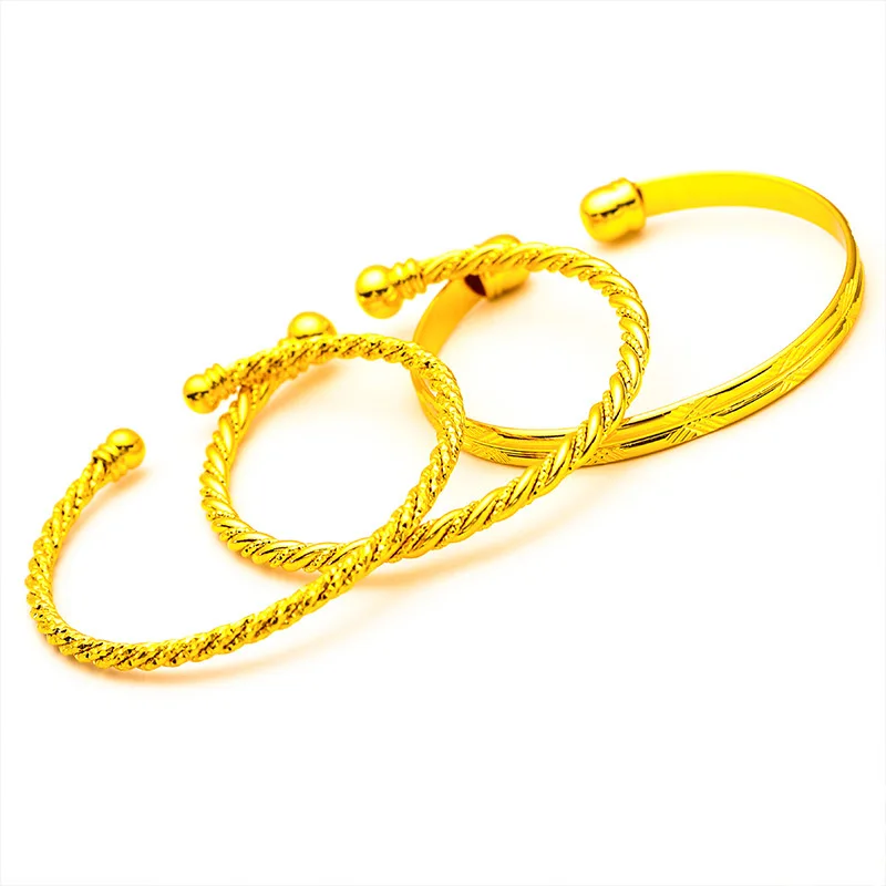 Long Lasting Color Thick Gold Plated Openwork Vintage Bracelet Women\'s Hand Chain Link Original Fashion Jewelry