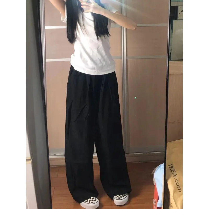 Deeptown Oversized Japanese Black Pants Harajuku Baggy Wide Leg New Trousers Vintage Casual Jogging Korean Y2k Fashion Summer