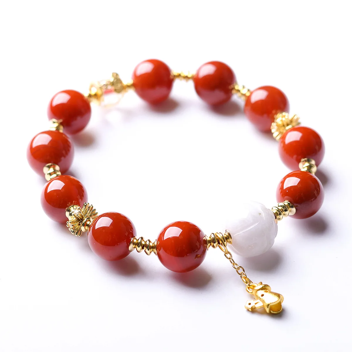 

2026 New Chinese Style Nanhong Agate Jadeite Lotus Bead Bracelet for Women Spiritual Prayer Bracelets Gifts