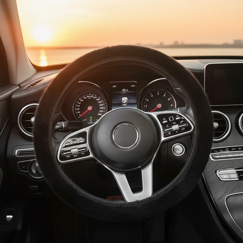 Winter Plush Steering Wheel Cover Universal Anti-Slip Full Surround Protection for Cars