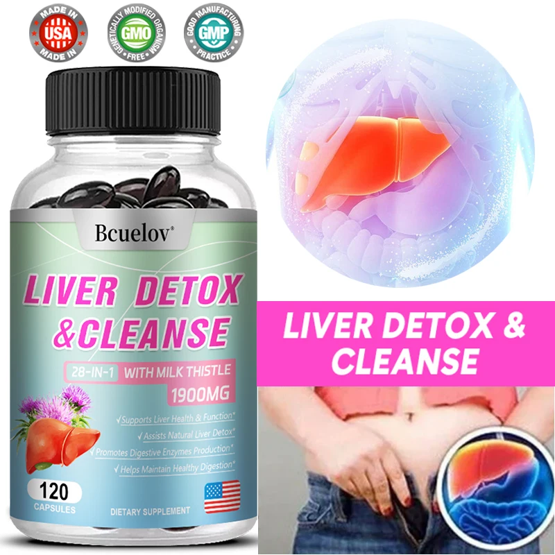 Fatty Liver Cleanse & Liver Detox Supplement - 28-in-1 for Men & Women To Support Liver Health & Boost Digestive Enzymes