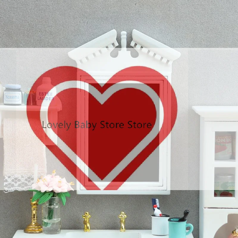 

【BS】1/12 Dollhouse Simulation White Mirror Model Dollhouse Bathroom Furniture Decoration Micro Living Scene Construction Props